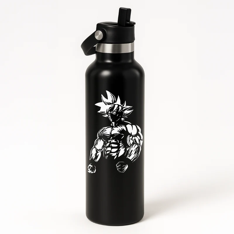 Thermo Edelstahl Sportflasche – 750 ml | Doppelwandig & mit Klapp-Strohhalm