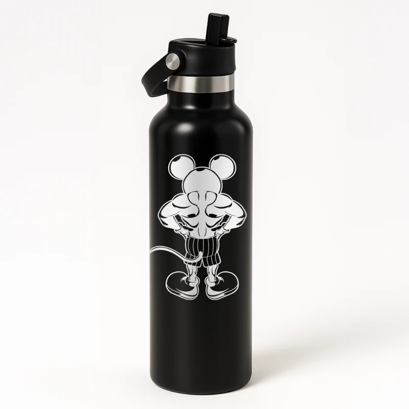 Thermo Edelstahl Sportflasche – 750 ml | Doppelwandig & mit Klapp-Strohhalm