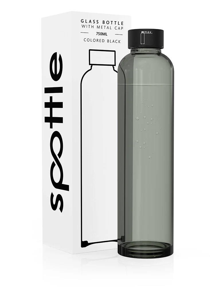 Schwarze Trinkflasche aus Glas – 750 ml