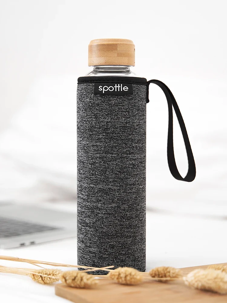Trinkflasche Glas mit Neoprenhülle & Bambusdeckel – 750 ml