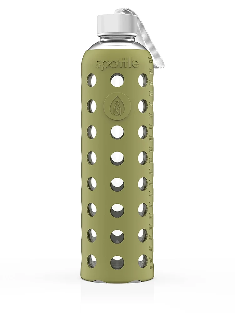 Trinkflasche Glas mit Silikonhülle – 1 Liter