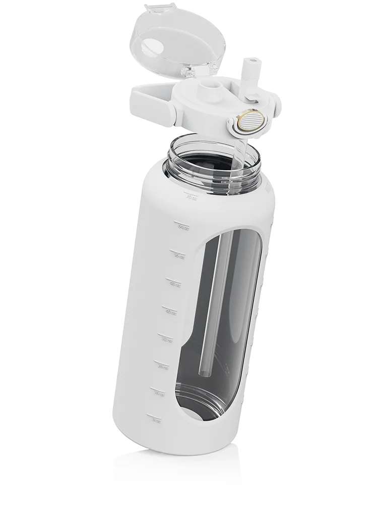 Trinkflasche Glas mit Silikonhülle 2 Liter