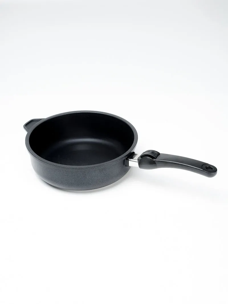 Der Klassiker - Pfannenset, 3 - tlg., Schmorpfanne mit Glasdeckel, flache Gusspfanne, 24 cm