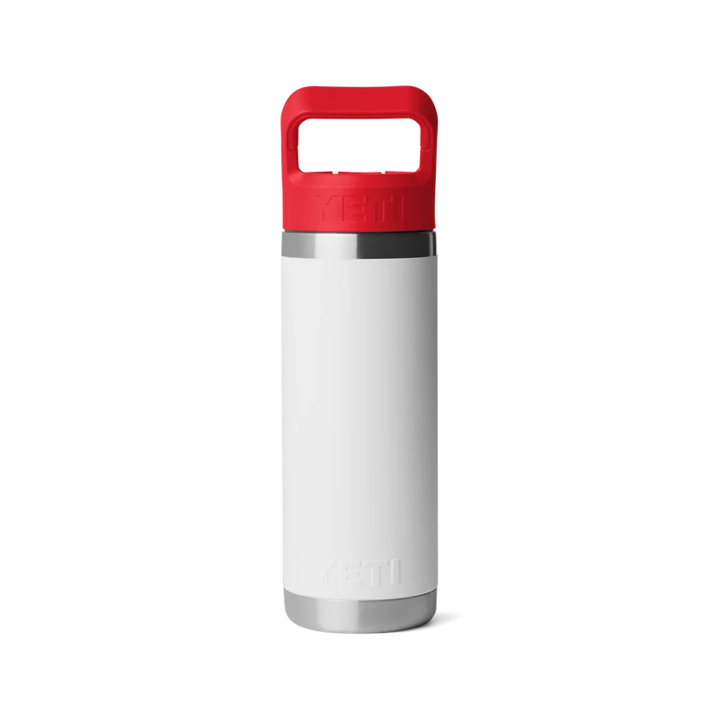 RAMBLER 18 OZ C STRAW BOTTLE Flasche mit Trinkhalmdeckel WHITE/RESCUE RED/BADGE