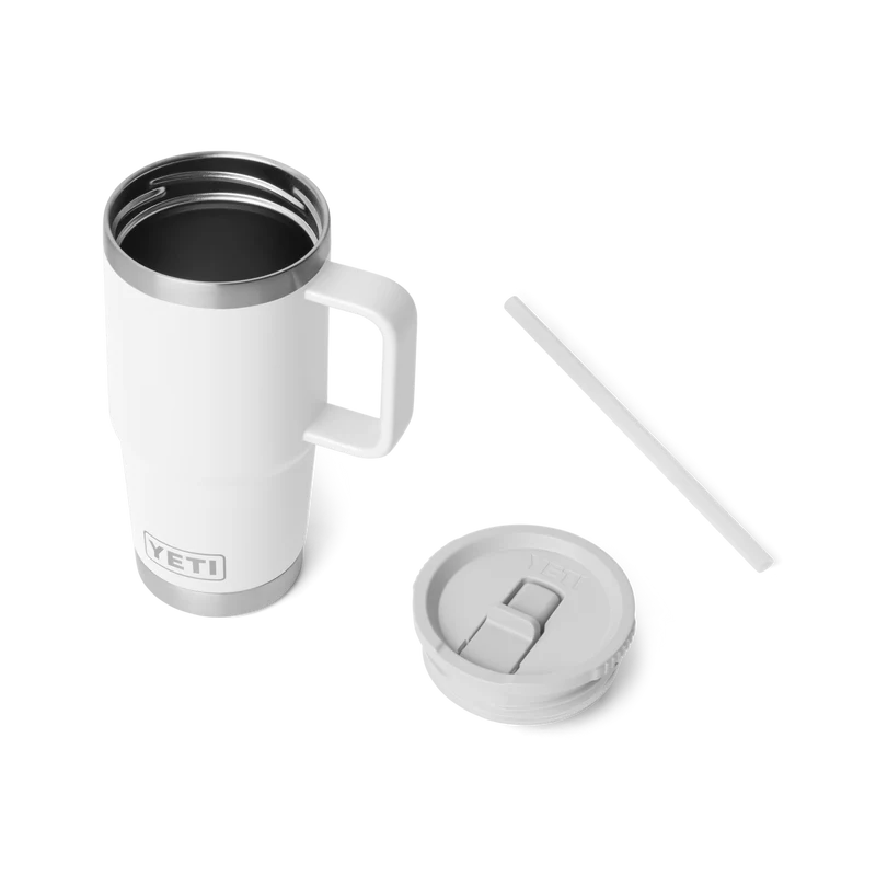 RAMBLER 20 OZ TRAVEL STRAW MUG Reisebecher WHITE