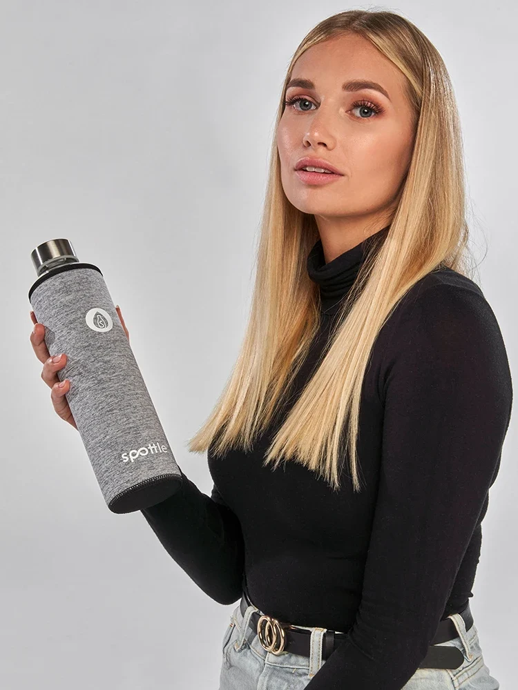 Trinkflasche Glas mit Neoprenhülle – 1 Liter