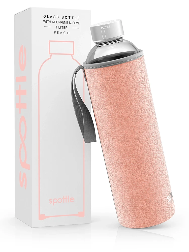 Trinkflasche Glas mit Neoprenhülle – 1 Liter