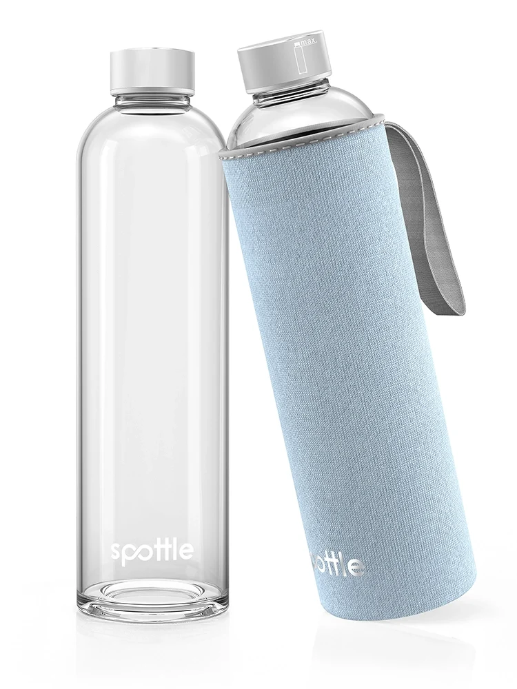 Trinkflasche Glas mit Neoprenhülle – 1 Liter