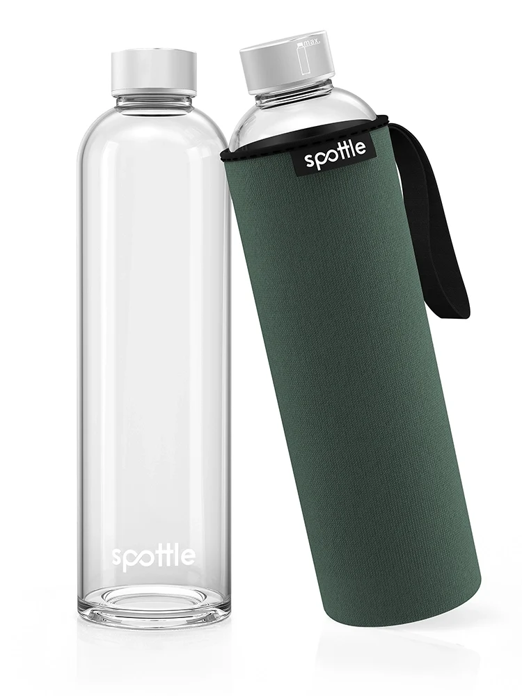 Trinkflasche Glas mit Neoprenhülle – 1 Liter