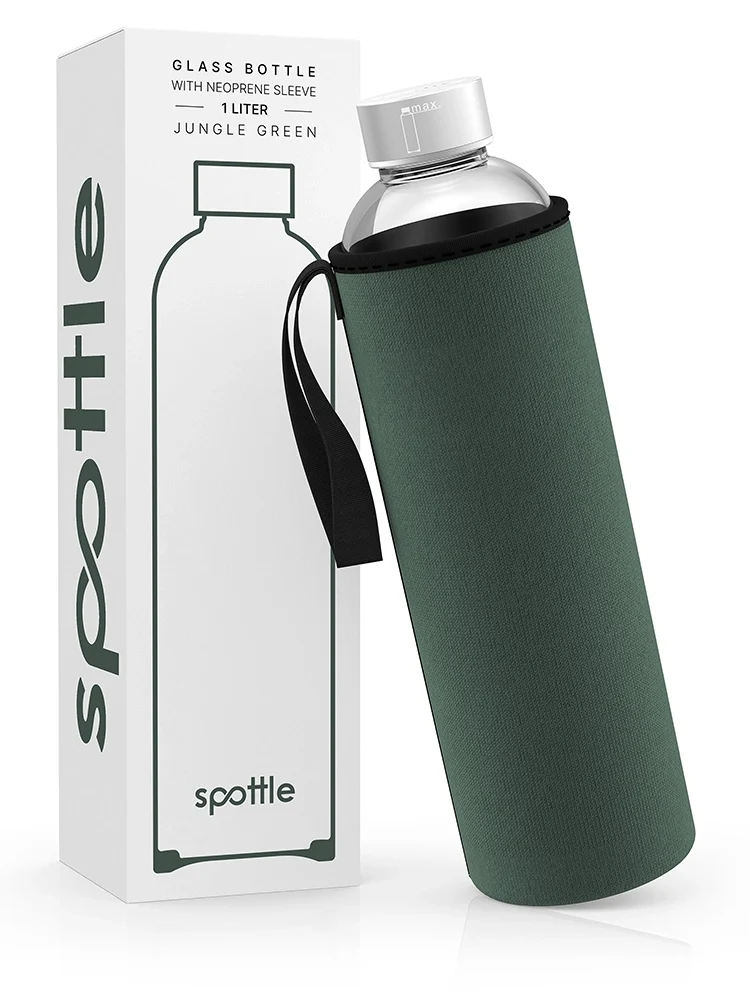 Trinkflasche Glas mit Neoprenhülle – 1 Liter