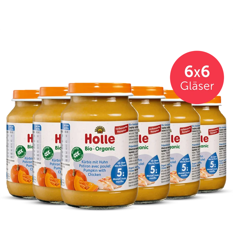 6er Pack Kürbis mit Huhn - 6x190g - Bio ab dem 5. Monat