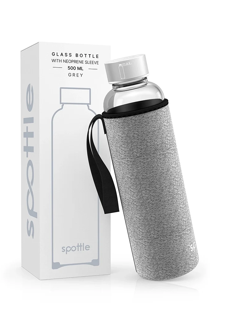 Trinkflasche Glas mit Neoprenhülle – 500 ml