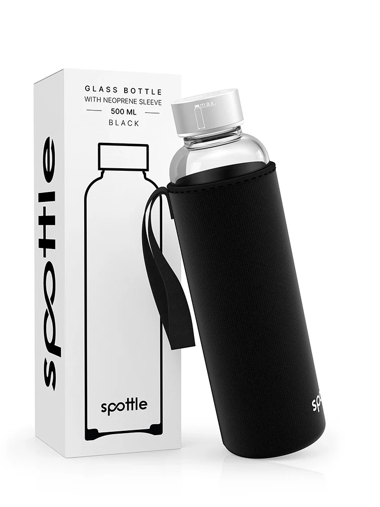 Trinkflasche Glas mit Neoprenhülle – 500 ml