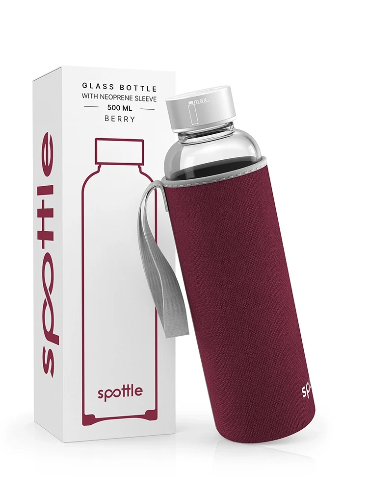 Trinkflasche Glas mit Neoprenhülle – 500 ml