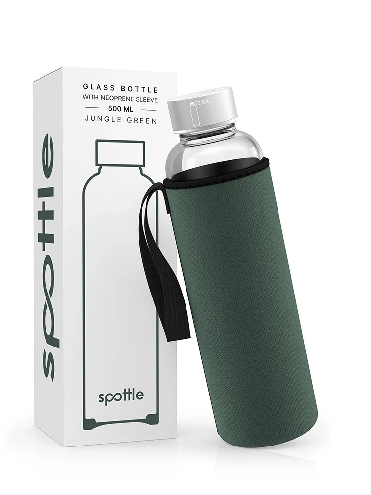 Trinkflasche Glas mit Neoprenhülle – 500 ml