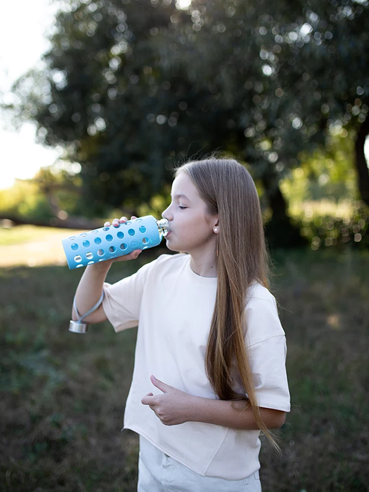 Trinkflasche Glas mit Silikonhülle – 500 ml