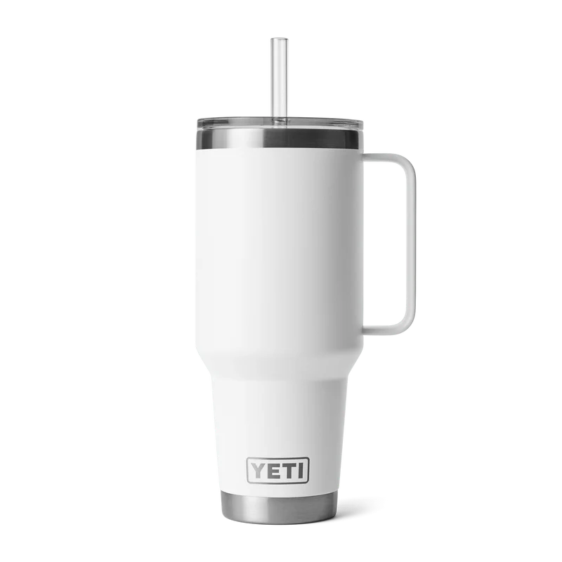RAMBLER 42 OZ STRAW MUG Trinkbecher WHITE