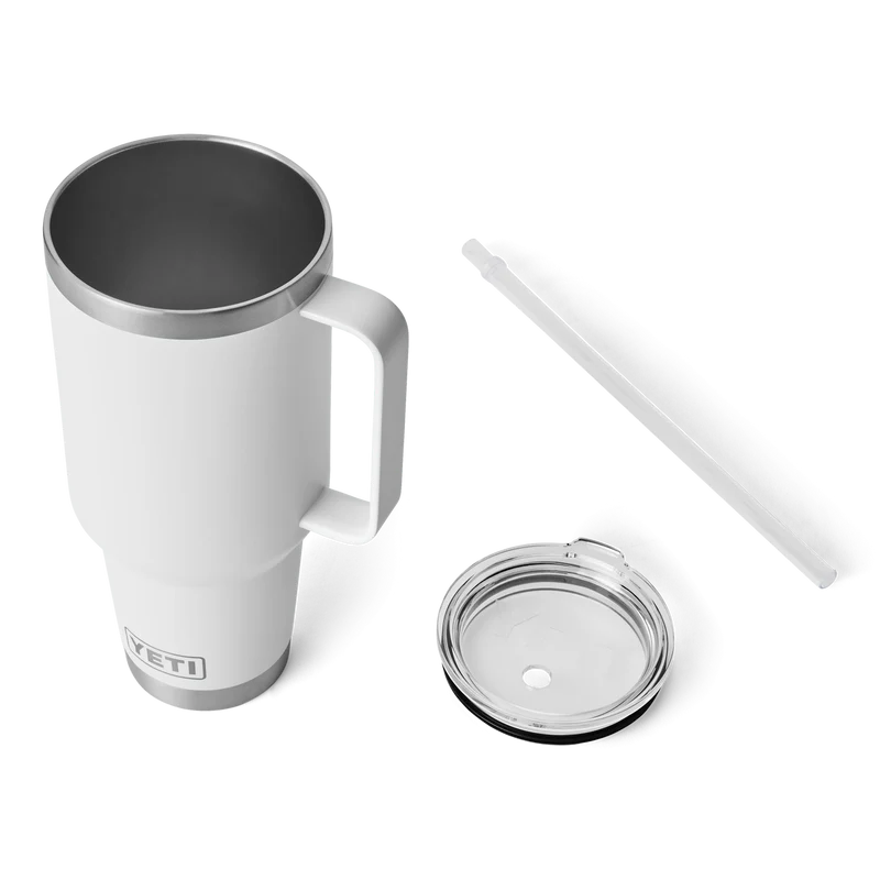 RAMBLER 42 OZ STRAW MUG Trinkbecher WHITE