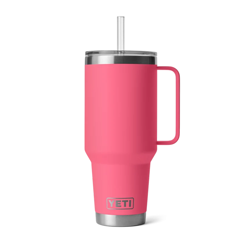 RAMBLER 42 OZ STRAW MUG Trinkbecher TROPICAL PINK