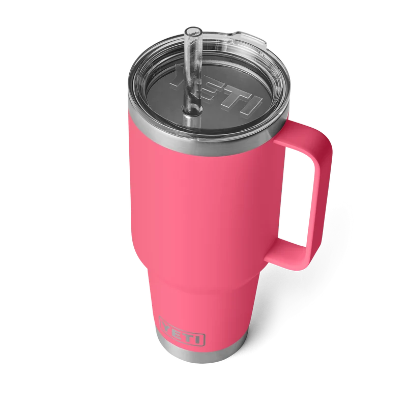 RAMBLER 42 OZ STRAW MUG Trinkbecher TROPICAL PINK