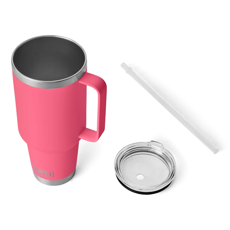 RAMBLER 42 OZ STRAW MUG Trinkbecher TROPICAL PINK