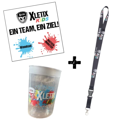 XLETIX Kids Tattoo + Schlüsselband + Becher