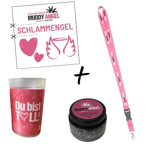 Muddy Angel Tattoo + Glitzer + Schlüsselband + Becher