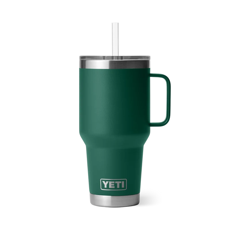 RAMBLER 35 OZ STRAW MUG Trinkbecher BLACK FOREST GREEN