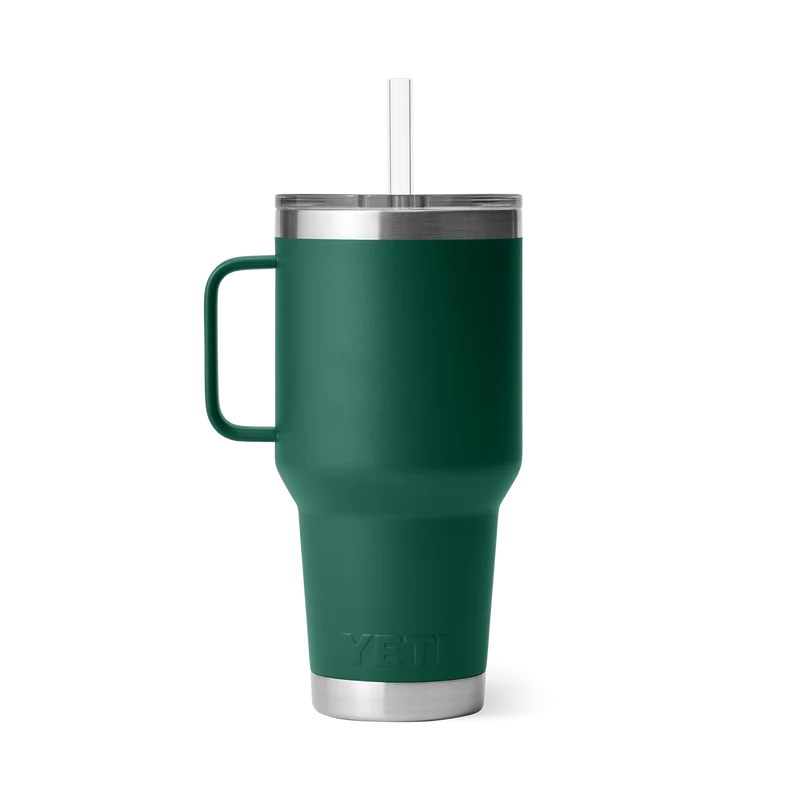 RAMBLER 35 OZ STRAW MUG Trinkbecher BLACK FOREST GREEN
