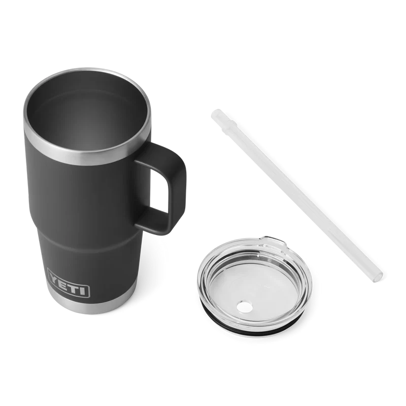 RAMBLER 25 OZ STRAW MUG Trinkbecher BLACK