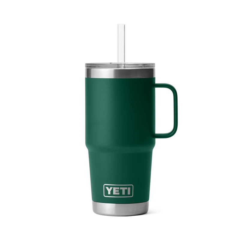 RAMBLER 25 OZ STRAW MUG Trinkbecher BLACK FOREST GREEN