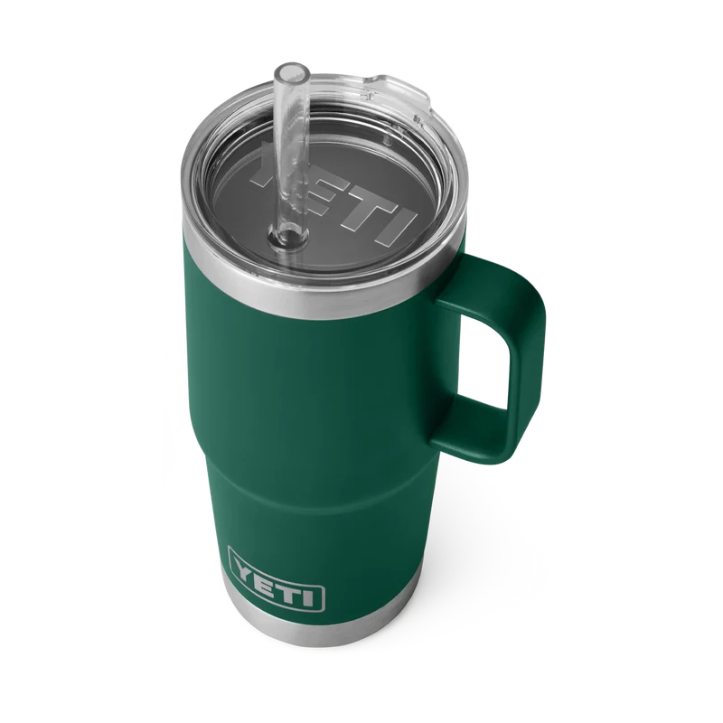 RAMBLER 25 OZ STRAW MUG Trinkbecher BLACK FOREST GREEN