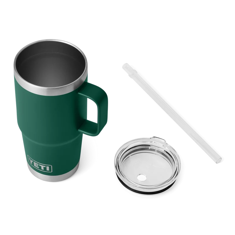 RAMBLER 25 OZ STRAW MUG Trinkbecher BLACK FOREST GREEN