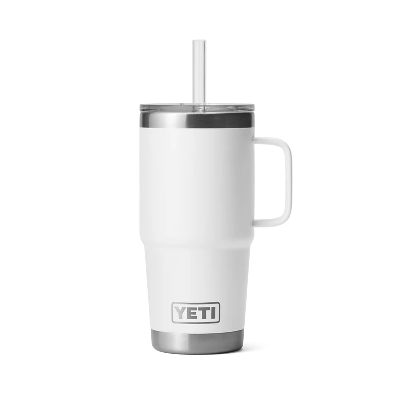RAMBLER 25 OZ STRAW MUG Trinkbecher WHITE