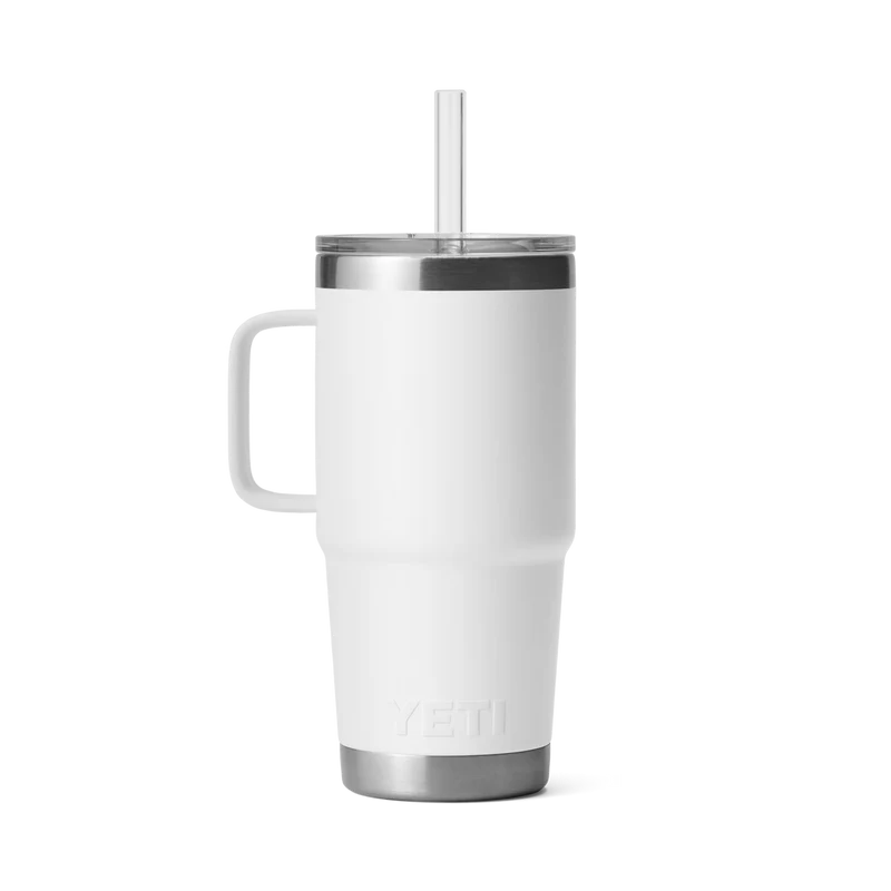 RAMBLER 25 OZ STRAW MUG Trinkbecher WHITE