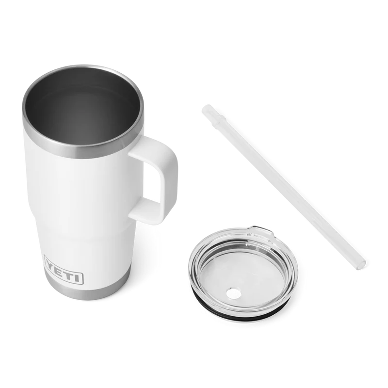 RAMBLER 25 OZ STRAW MUG Trinkbecher WHITE