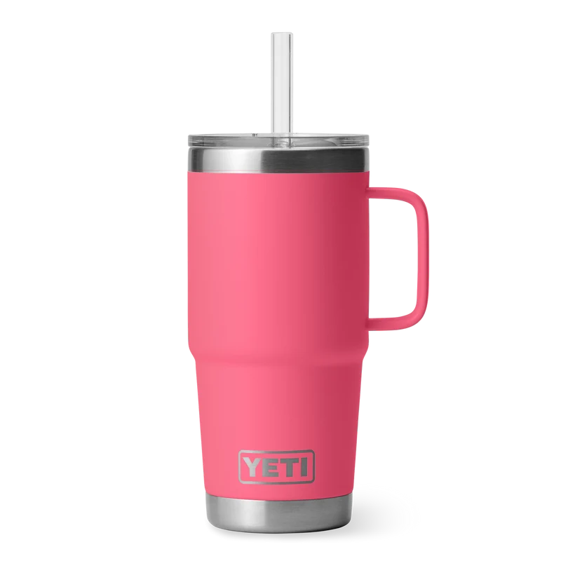 RAMBLER 25 OZ STRAW MUG Trinkbecher TROPICAL PINK