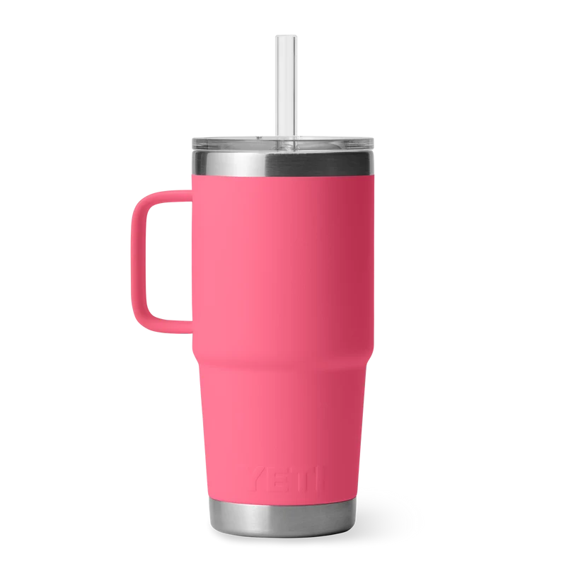 RAMBLER 25 OZ STRAW MUG Trinkbecher TROPICAL PINK