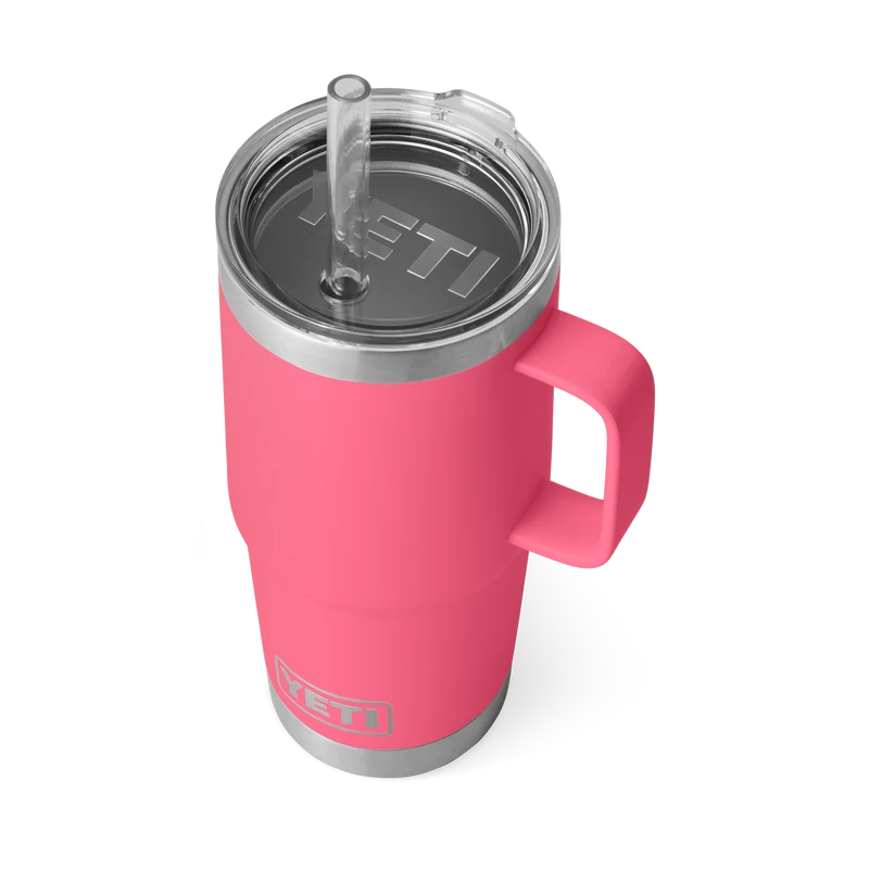 RAMBLER 25 OZ STRAW MUG Trinkbecher TROPICAL PINK