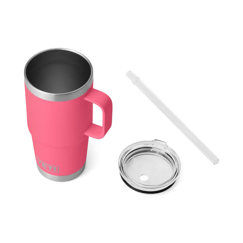 RAMBLER 25 OZ STRAW MUG Trinkbecher TROPICAL PINK