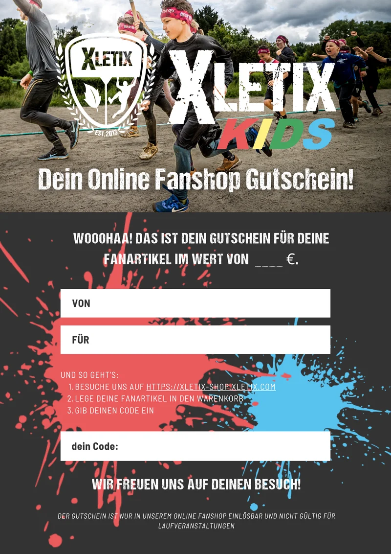 XLETIX Kids Geschenkgutschein für Online Fanshop