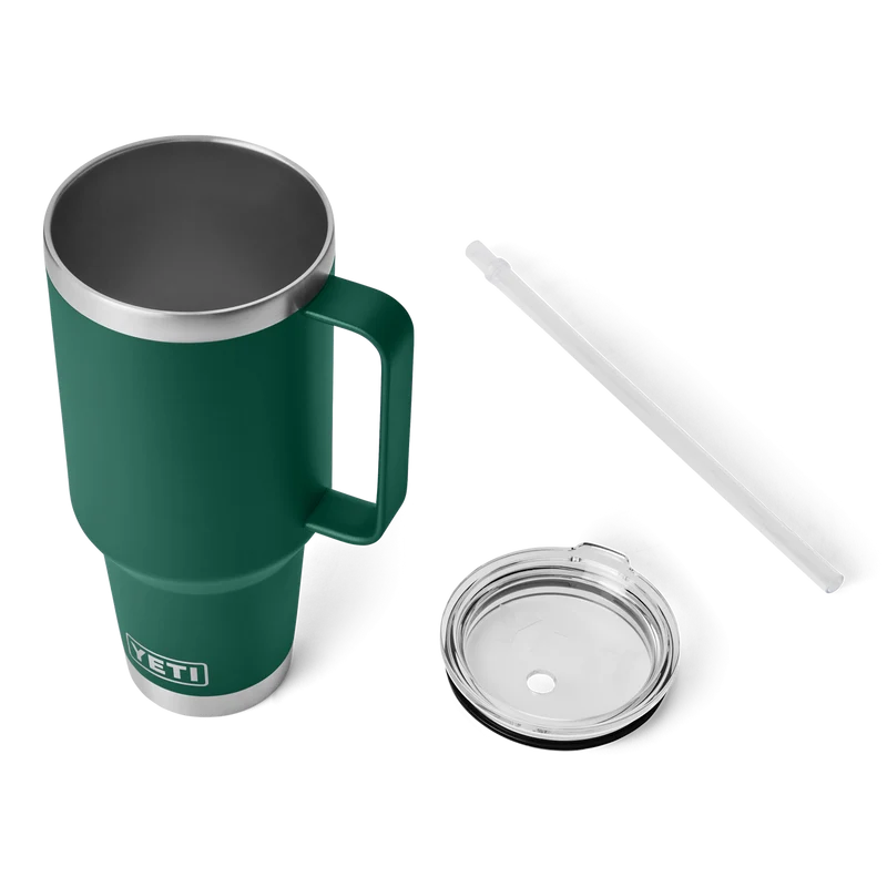 RAMBLER 42 OZ STRAW MUG Trinkbecher BLACK FOREST GREEN