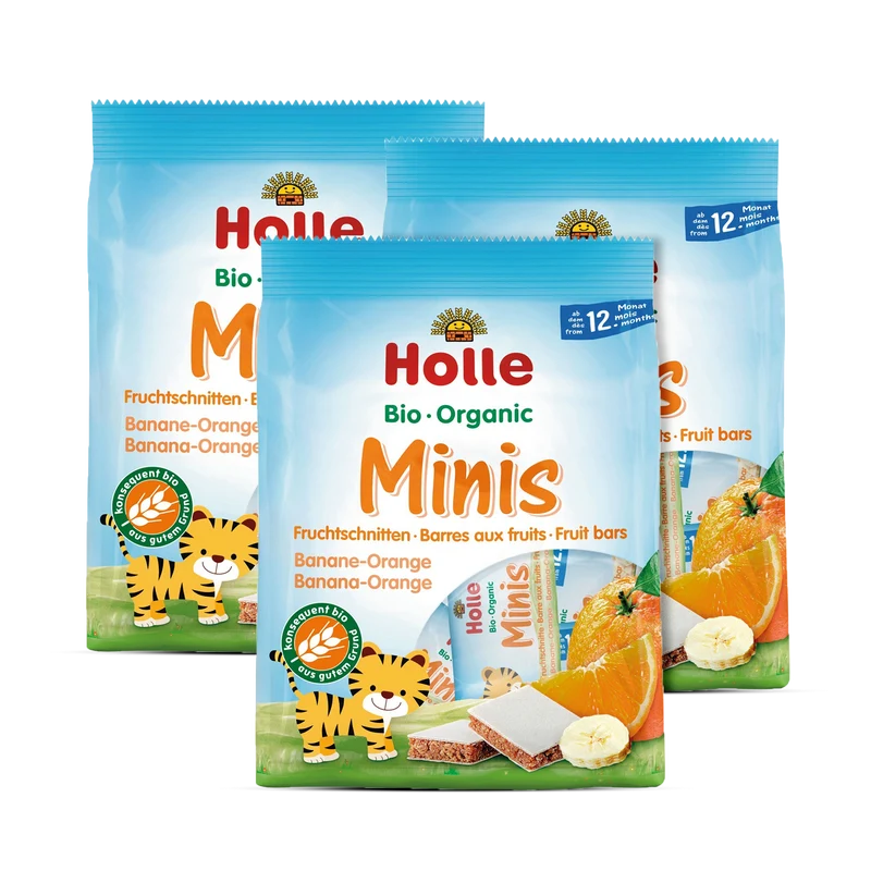 3er Pack Bio Minis Fruchtschnitten Banane Orange (8 Stück)