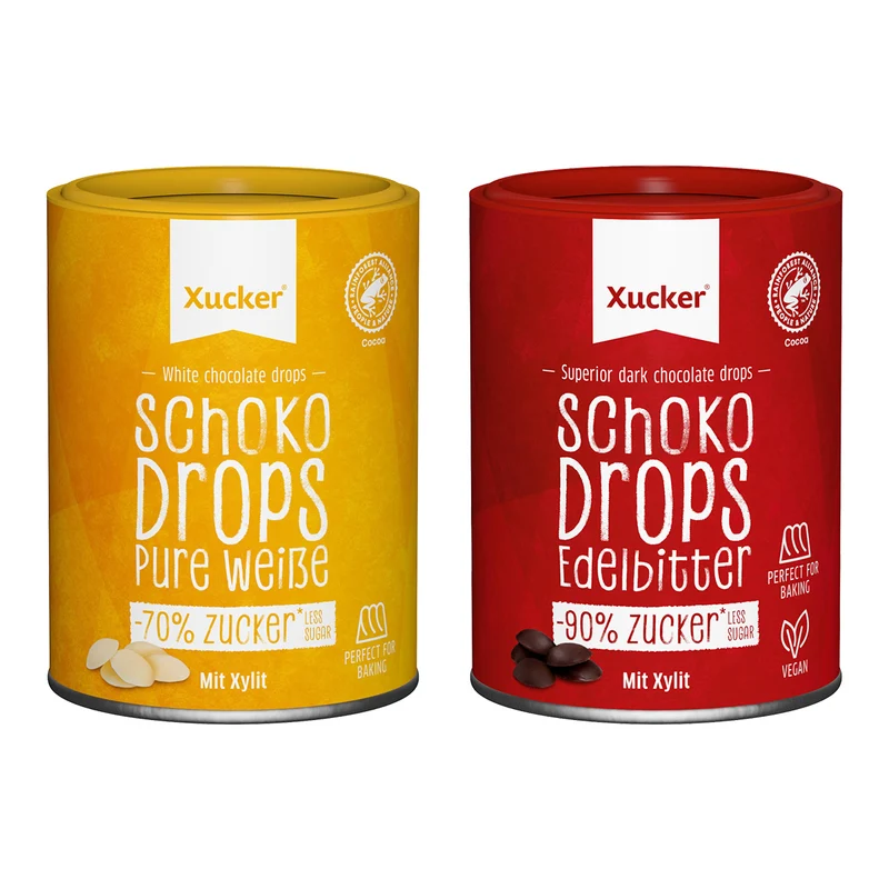 1x Weiße Schokodrops mit finnischem Xylit (200g) + 1x Schokodrops mit finnischem Xylit Dose (200g)
