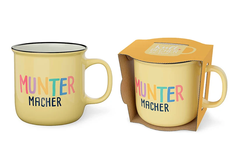 Kultbecher „Muntermacher" – Happy Greetings