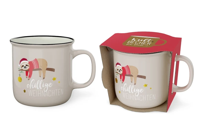 Faultier Weihnachtsbecher „chillige Weihnachten“ – Kultbecher 250 ml