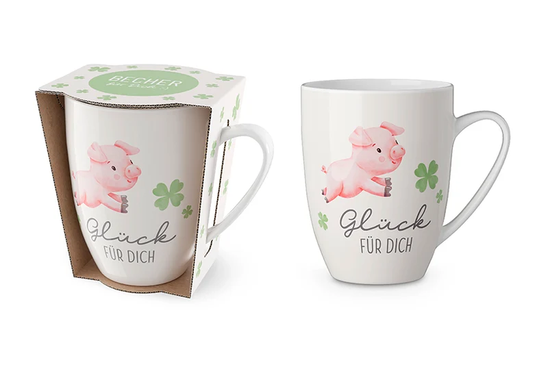 Glücksschwein Tasse „Glück für Dich“ – Becher 250 ml