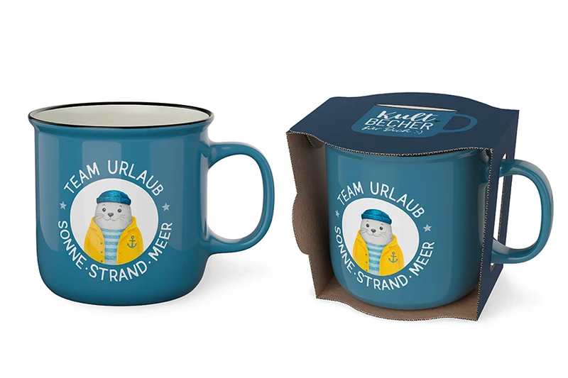 Urlaub Geschenk – Kultbecher „Team Urlaub“ mit Seehund, 250 ml