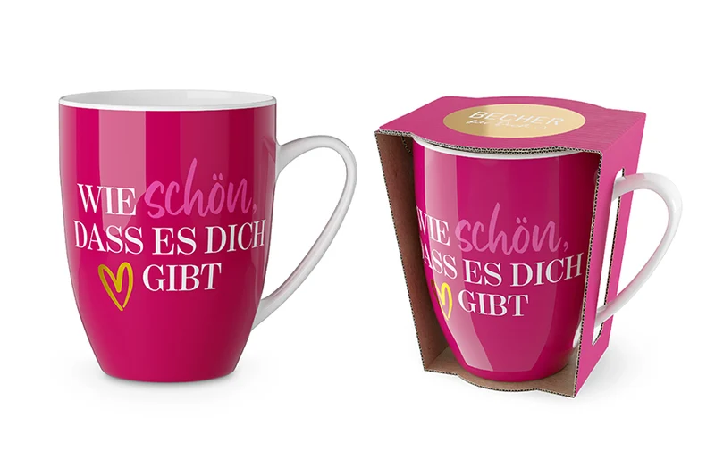 Tasse „Wie schön, dass es Dich gibt“ – pink, Becher 250 ml
