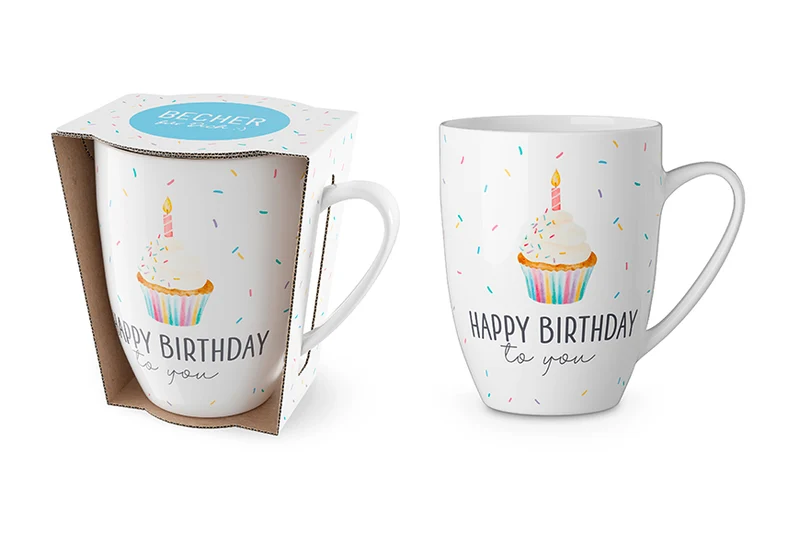 Geburtstagstasse „Happy Birthday to you“ – Törtchen, Becher 250 ml